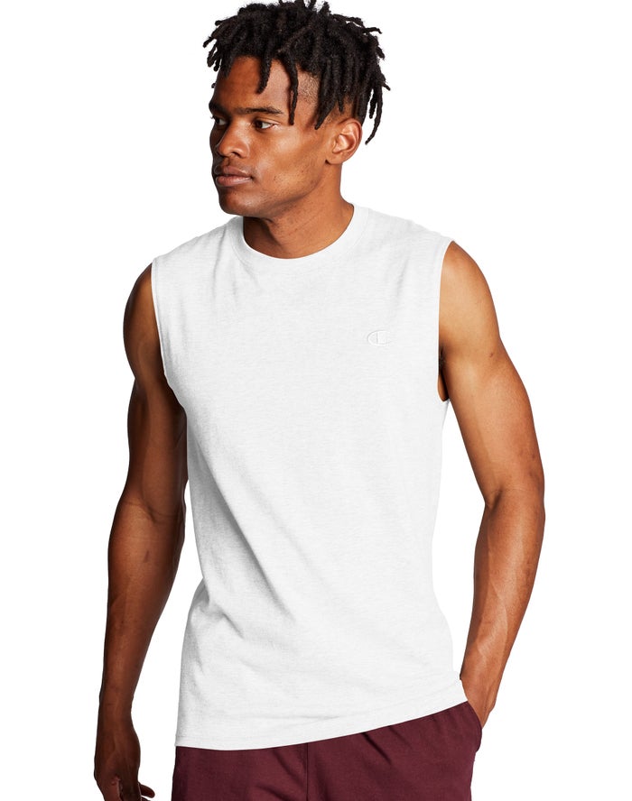 Champion Mens Tank Tops NZ - Classic Jersey White ( 7684-EFBRX )